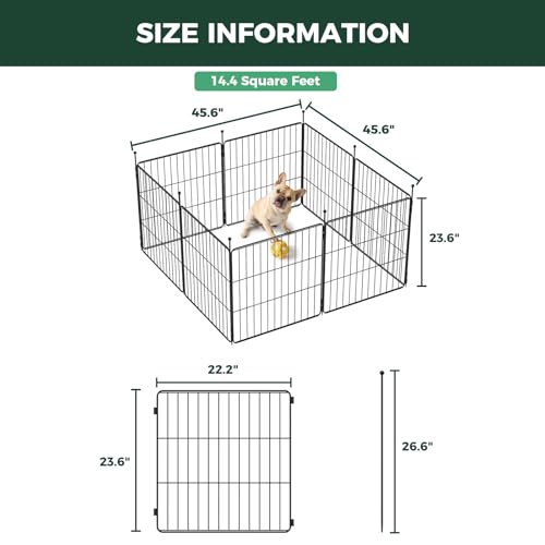 FXW MiniPaws Dog Playpen, Indoor, Yard & RV Camping, 24" H, 8 Panels | Portable, Expandable Layout, Tool-Free Setup, For Puppies & Small Dogs - size: 24"H