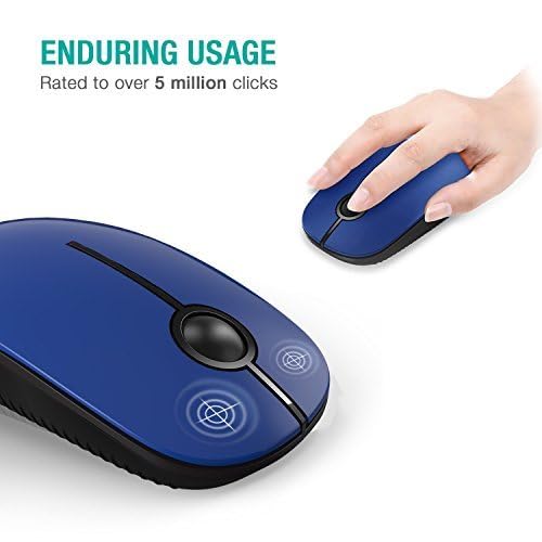 VssoPlor Wireless Mouse, 2.4G Slim Computer Laptop Mouse, Black Blue | Portable Mouse, Plug & Play USB Nano Receiver, Quiet Silent Optical Mice for Notebook, PC, Laptop, Computer, Windows, Mac - color: Black Blue
