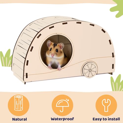 CypherX Wooden Hamster Hideout Hamster Toys Small Animals Cage Accessories for Hammie and Other Small Pets