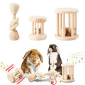 AOWPFVV Wooden Bunny Toys,Safe Rabbit Toys for Guinea Pigs,Small Animals | Teeth Grinding,Enrichment,Boredom Breaker,Chew Toys for Chinchillas,Hamster,Rats Indoor&Outdoor