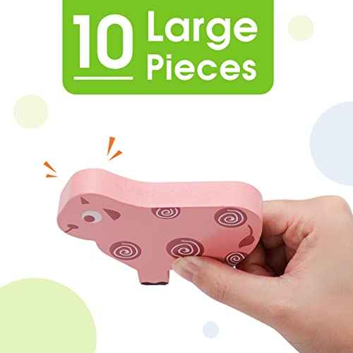 Montessori Toys for 2 3 4 Year Old Girls & Boys, Wooden Animal Stacking Blocks for Toddlers 1-3, Building Blocks Game Stacking Toys Ages 2-4 Toddler Birthday Gifts