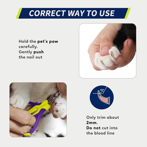 Pet Nail Clippers U07.1, Professional Claw Trimmer, Bended Scissor Special for Cats, Kittens, Dogs, Puppies, Small Animals, Yellow/Purple - color: #16 Yellow/Purple