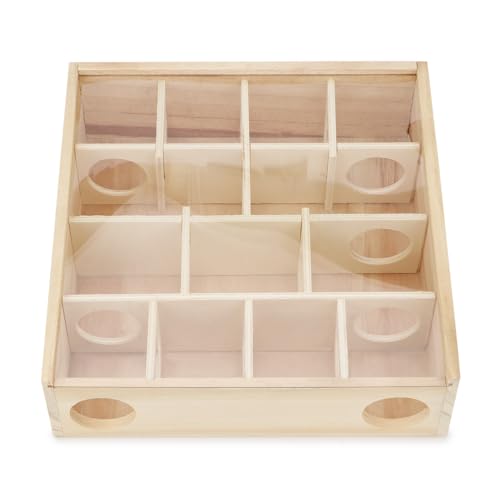 Hypeety Wooden Maze Tunnel Toy with Plastic Cover, Small Pet Animals Activity Sport Labyrinth Dwarf Hamster Play Toys Maze Tunnel Mice Wooden Funny Toy - color: Maze Tunnel