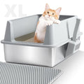 Stainless Steel Litter Box,XL Metal Cat Litter Box with Lid High Sides, Extra Large Litter Boxes for Big Cats,Odor-Resistant, Scratch-Proof, Easy to Clean, Non-Stick,Scoop Included - color: Large to XL:23"×14.6"×10"