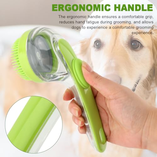 Pet Bath Brush, 2 in 1 Dog Bath Brush with Built-in Shampoo Dispenser, Pet Wash Brush with Double Head Toothbrush, Grooming Massage Brush for Dogs & Cats - color: Green