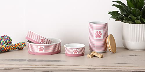 Bone Dry Paw & Patch Ceramic Pet Collection, Medium Set, 6x2, Rose, 2 Piece,5742 - color: Rose, size: Medium Bowl Set, 6x2"