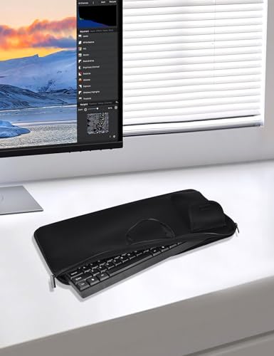 Keyboard Sleeve Travel Case for Logitech Mk270 Wireless Keyboard Mouse | Rugged Neoprene Construction Zipper Mouse Storage and Cable Storage Pouch (Black) - color: Black
