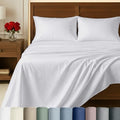 California Design Den 100% Egyptian Cotton Full Size Sheets, Bright White | Backed by Good Housekeeping Seal, Light & Airy Soft Sateen, 15" Deep Pocket, All-Around Elastic, Durable, Easy Care 4pc Set - color: Bright White, size: Full
