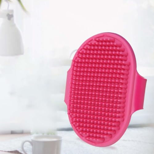 Pet Bath Brush with Massage Bristles,Grooming Tool for Gentle Cleaning and Shedding Removal on Cats and Dogs,Comfortable Handheld Design for Bath Time(Red)