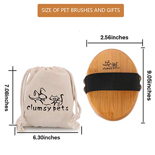 Bamboo Grooming Palm-Held Pets Brush with Boar Bristles & Elastic Band for Dog Cat Shower Bath and Massage