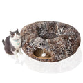 Warm Fluffy Plush Cat Tunnel Bed with Washable Cushion- Big Tube Playground Toys 3 FT Diameter Collapsible, for Indoor Cat Kitty Kitten Puppy Rabbit Ferret Leopard Print - color: Leopard