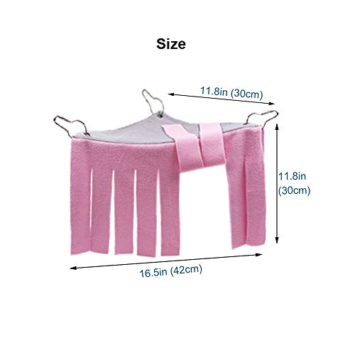 RIOUSSI Guinea Pig Hideout Hideaway Corner Fleece Toys Cage Accessories | Reversible Sides | Soft Fleece Fabric | Come with Hooks | Guinea Pig Hammock for Small Animals | Pink, Triangle - color: Pink
