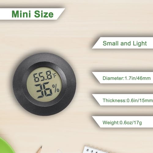 Reptile Thermometer and Humidity Gauge Digtal Terrarium Thermometer Circular Bearded Dragon Cage Accessories Reptile Temp and Humidity Gauge for Leopard Gecko Hermit Crab Gecko Lizard Etc 2pc - size: Circular