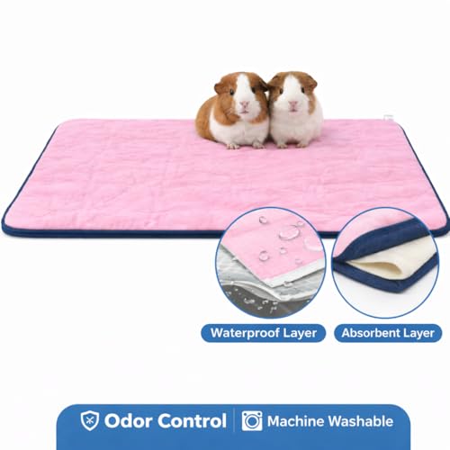 Reusable Guinea Pig C&C Cage Liner – Pink Fleece Bedding with Absorbent Core & Waterproof Bottom – Fits C&C 2x4 Guinea Pig Cages – Ideal for Small Animal Homes (Pink, 2X4 C&C)