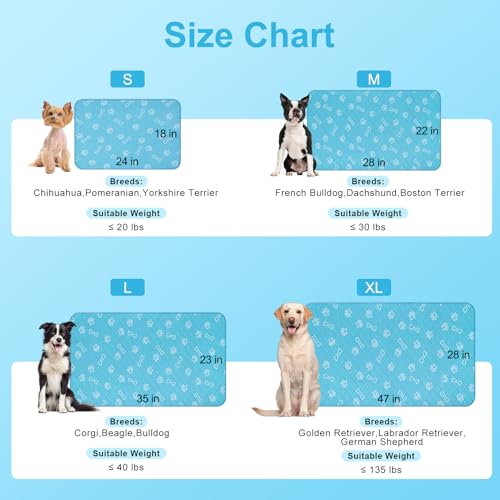 BEAUTYZOO Upgraded Dog Self Cooling Mat Ice Silk Chill Pads for Small Medium Large Dogs Q-MAX＞0.43-Summer Reusable Pet Training Pad - Absorbent Non-Slip Cool Mat for Kennels,Crates,Beds, 22" x 28"
