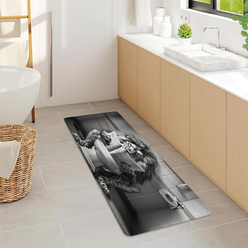 JAWO Funny Cool Lion Bath Mats Rugs for Bathroom, Fun Leo Wild Animal Humor Animal on Toilet Flannel Bathroom Mat Bath Shower Rug Non Slip, American Grey Mat Bathroom Accessories Decor 19x31 - color: Brown, size: 19.00" X 31.00"