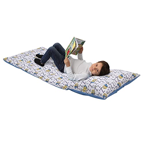 Marvel Spiderman to The Rescue Red, White, and Blue Deluxe Easy Fold Toddler Nap Mat - color: Lazy Minions Club Gray