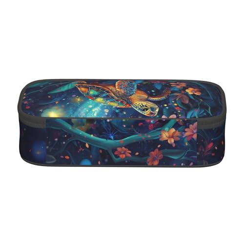 Yrebyou Sea Turtle Pencil Case Big Storage Pencil Pouch Multi-Functional Pen Bag Cute Lightweight Organizer for Aldult Office College - color: Turquoise