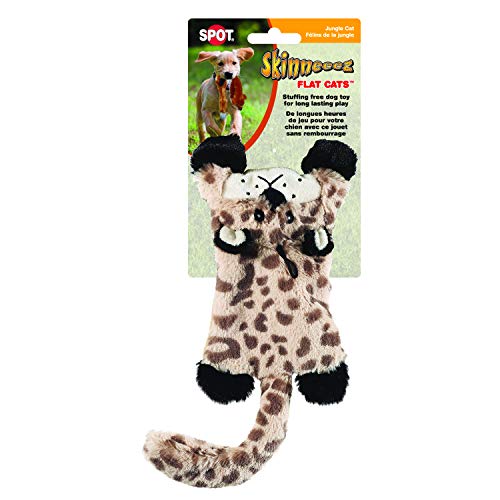 SPOT Skinneeez Flat Cat 11.5 Inch Stuffing-Free Plush Squeaky Dog Toy – Soft Interactive Toy for Mini and Small Dogs – Mess-Free Play for Light Chewers – Assorted Styles - style: Mini Flat Cat