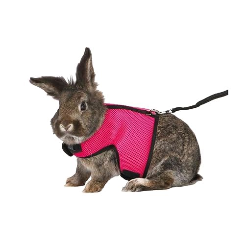 MANON ROSA Rabbit Harness and Leash Set - Adjustable Escape-Proof Training and Walking Gear for Guinea Pigs Bunnies Chinchillas Hamsters Ferrets Rats Kittens and Small Dogs Puppies Cats (Rose Red,S) - color: Rose Red, size: S