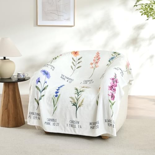 Beige Christian Blanket with God Says You are & Floral Design, Inspirational Religious Gifts for Women - Faith Based Throw Blanket for Mom, Friend, Birthday - color: Christian Beige, size: throw(50x60)