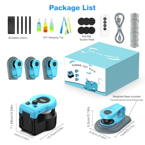 Interactive Cat Toy for Indoor Cats, Auto/Remote Control DIY Cat Mouse Hunting Treadmill Keep Bored Kitten Puppy Entertained to Chase, Feather Toy to Exercise-Sky Blue - color: Sky Blue