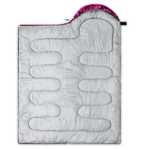 QOOMO Camping Sleeping Bags,3 Season Warm & Cool Weather,Lightweight,Waterproof Sleeping Bags for Adults & Kids,Traveling,and Outdoors,Camping Gear Equipment - color: pink crown