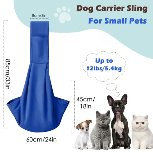 Pawaboo Small Dog Sling Carrier | Reversible Puppy Small Pet Carrier,Hands Free,Safety Buckle,Storage Pocket for Travel,Outdoor Activities Sapphire Blue - color: Sapphire Blue