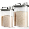 Viretec Rice Storage Container, 15 to 20lb Dry Food Airtight Dispenser, Pet Dog Cat Food Canister, BPA Free Clear Plastic Kitchen and Pantry Bin for Oatmeal, Cereal, Pasta, Flour Pack of 2 Grey - color: 10L+6L/Grey