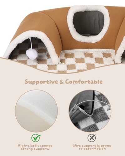 Extra Large Guinea Pig Hideout Tunnel, 22Lx16Wx5H Inches, Brown | Pet Tunnel for Dwarf Rabbits, Bunny, Chinchillas, Hamsters, Hedgehogs, Ferrets. Small Animal Tubes & Tunnels. Eay Assembly - color: Brown