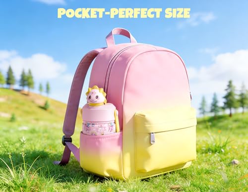 POWCAN 12 oz Kids Water Bottle: 2-in-1 Straw Spout Lid with Soft Animal Head, Leakproof, Backpack Friendly, Keep Cold 24H, Cute Patterns, Insulated Cup for School, Playtime, Trip, Gift (Lovely Trike) - color: Lovely Trike, size: 12 Ounces