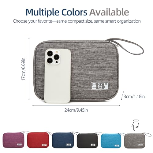 Cable Organizer Bag, Electronics Case for Cords, Chargers & Tech | Organize cables, chargers and power banks with elastic loops, mesh pockets and a slim design for travel. - color: gray, size: S