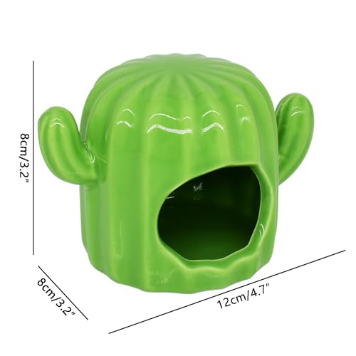 Hamster Hideout Ceramic,Hamster House and Habitats Cool Bed Ideal for All Season Dwarf Gerbil Mice Golden Bear (Green)