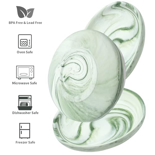3 PCS Ceramic Cat Bowls, 5.5 in Pet Bowl Cat Dishes for Food and Water, Small Dog Dish(Marble Green) - color: Marble Green