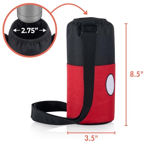 Picnic TIME Disney Shorts Bottle Cooler Tote, Insulated Water Bottle Holder with Adjustable Shoulder Strap for Travel Picnic Theme Parks, Fits 20 to 26 oz Bottles - color: Disney Mickey Mouse - Black with Red Pattern