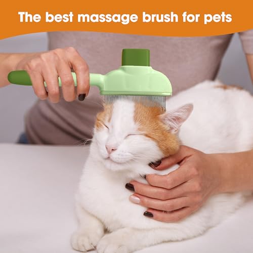 Cat Hair Brush & Dog Brush, Deshedding Brush for Long or Short Haired Pets, Removes Loose Fur, Durable Stainless Steel & ABS Design (green) - color: green 1pc