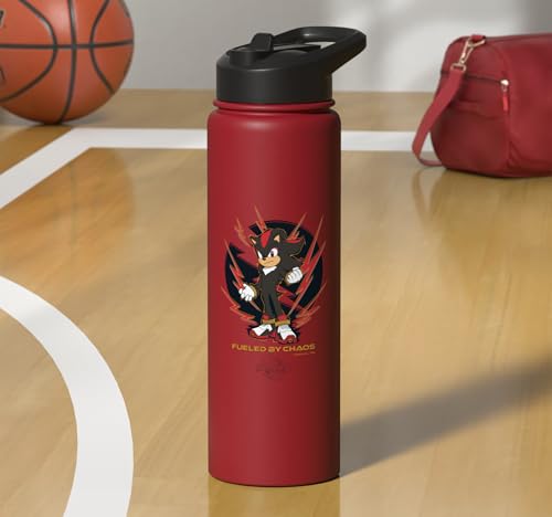 Sonic the Hedgehog 3 - Shadow "Fueled by Chaos" Stainless Steel Insulated Water Bottle - color: Red