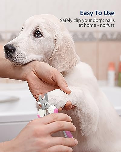 Dog Nail Clippers U10.1, Dog Nail Trimmer Large Breed with Quick Sensor, Razor Sharp Blade Professional Pet Nail Clipper with Safety Guard and Nail File, Rose Pink - color: #11 Rose Pink