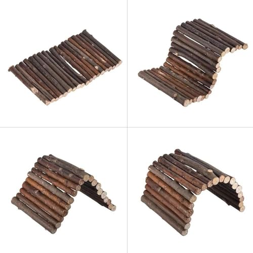 Hamiledyi Hamster Bridge Rat Ladder Wooden Bridge Toy for Small Animals Cage Wood Ladder Natural Hideout for Guinea Pig Chinchilla Ferret Reptile (Pack of 2) (2 Ladder) - size: 8.0"L x 4.0"W