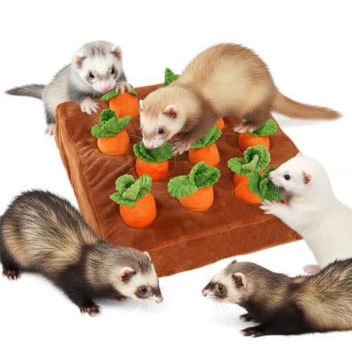 Ferret Foraging Toys Novelty Carrot Snuffle Mat Interactive Pet Treat Enrichment Toys for Small Animals Bunny Rabbit Chinchilla Guinea Pig Hamster (12Carrot) - color: 12Carrot