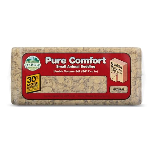 Oxbow Small Animal Bedding, Hamster, Guinea Pig, Rabbit, Natural, USA, 56 L | Pure Comfort, Hamster Bedding, Guinea Pig Bedding, Low Dust, Virgin Paper, Litter Box, Bunny, Rats, Gerbils, Chinchillas - color: Natural, size: 56 Liter