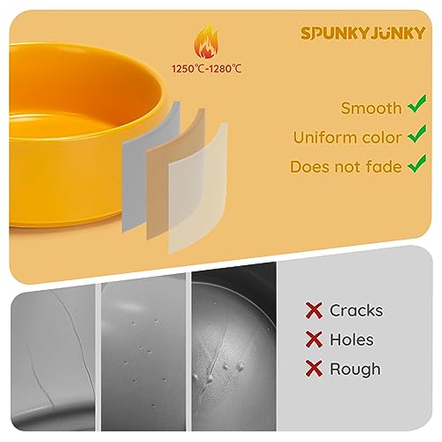 SPUNKYJUNKY 13.5OZ Ceramic Dog and Cat Bowl, Modern Cute Weighted Food Water Bowl for Replacement Yellow (1 Pack) - color: Yellow, size: 1.7 CUPS