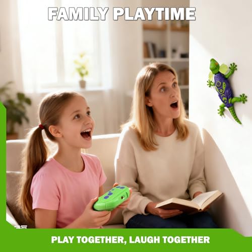 Wall Climbing Gecko Toy for Boys, Remote Control Lizard That Climbs Walls, Ceilings and Floors, Rechargeable Wall Crawler Robot with Strong Suction and LED Eyes, Fun Birthday Gift for Kids Ages 4-12 - color: Green