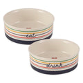 Bone Dry Ceramic Food Bowls, Non-Slip & Dishwasher Safe, Medium Set, 6x2 Eat/Drink - color: Eat/Drink, size: Medium Set, 6x2"