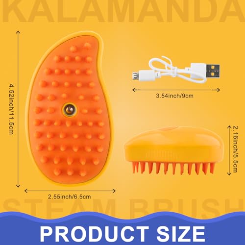 Cat Steam Brush, 3 in 1 Dog Steamy Brush Cleanser, Silicone Massage Grooming Comb, Pet Hair Cleaning Misting Comb for Cats Dogs(Mango Yellow) - color: Mango Yellow