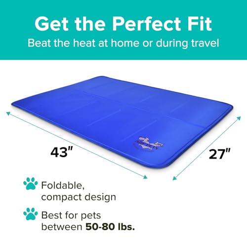 Arf Pets Dog Cooling Mat - Solid Gel Self-Cool Pad | Durable & Non-Toxic | Pressure-Activated | No Water, Electricity, Batteries or Refrigeration Needed | For Beds, Kennels & Crates - size: 27 x 43