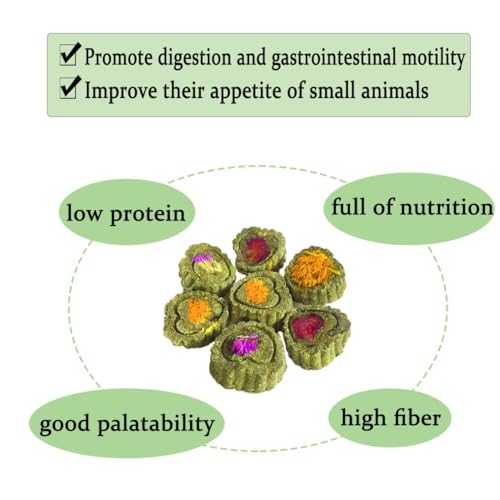 Hamiledyi 36Pcs Bunny Chew Toys,Natural Timothy Hay Handmade Grass Cakes Molar Treats for Bunny Chinchilla Guinea Pig Dwarf Rabbit Improves Teeth Health