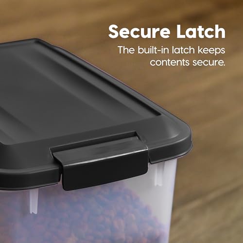 IRIS USA Dog Food Storage Container, 2-Pack, Up to 54 lbs, Black | Made in USA, Comes with Wheels, Airtight Seal, BPA-Free, Bird Seed, Cat food, Cat Litter, Treats, Multi-Pet Use - color: Black, size: 30 lbs - 2 Pack