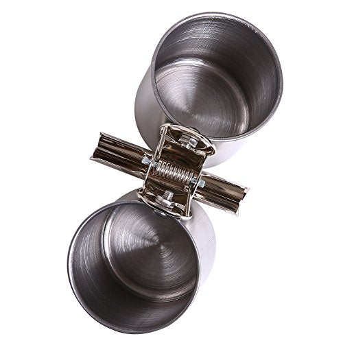 QBLEEV Bird Water Feeder Dishes, Bird Food Hanging Bowl for Cage Coop Cups | Stainless steel birdcage bowls feeding perches play stand with clamp, parrot pet animal hamster cage, easy to install - color: water and food cups
