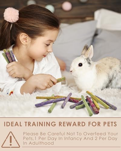 Bissap 22PCS Rabbit Chew Sticks, Mixed Natural Flower Rose Dahlberg Daisy and Forget-me-not Timothy Hay Chew Toys Treats for Rabbit Bunny Chinchilla Guinea Pig Hamster Other Small Animals Molar Snacks - size: 22 pieces
